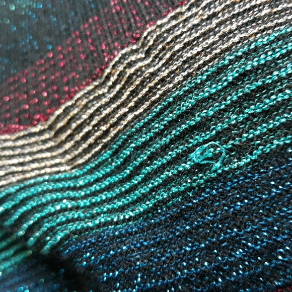 Moth Anthropologie Size Medium V-Neck Metallic Rainbow Stripe Sweater - Picture 17 of 17